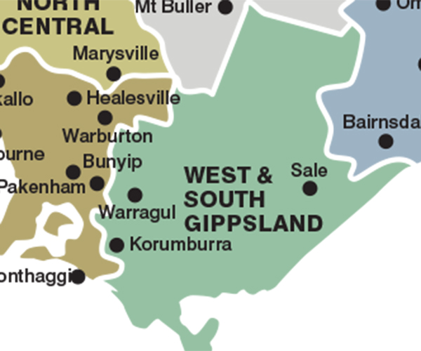 West and South Gippslnd Fire District Map