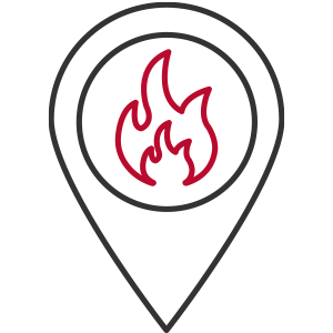 Map icon with fire symbol