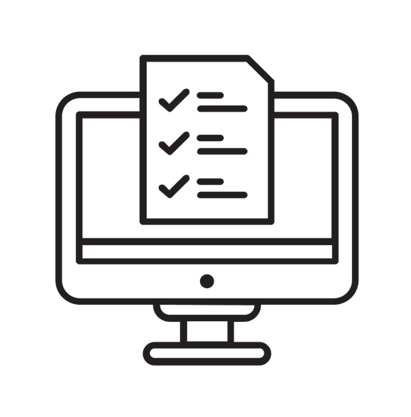 A stylised image of a computer screen overlayed with a printed checklist.