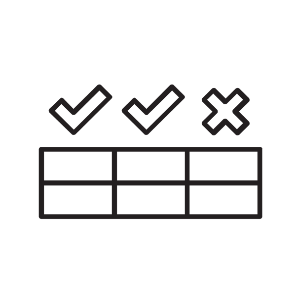 A stylised image of a table of check boxes with ticks and crosses