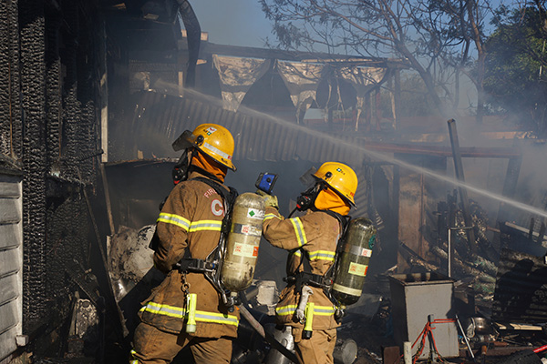 firefighters attending a fire