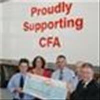 staff with a cheque