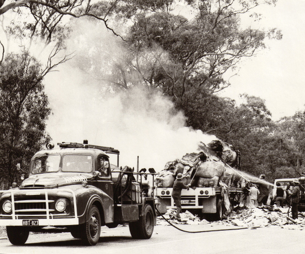 historical image of firetruck