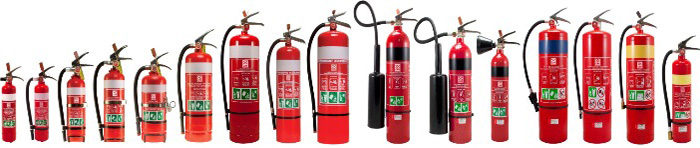 full range of fire extinguishers