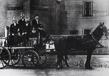 CFA historical image Ballarat Fire Brigade first steam pump 1880s