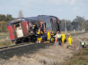 CFA historical image train crash in Kerang 2000s