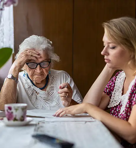 Granddaughter helping grandmother plan 460