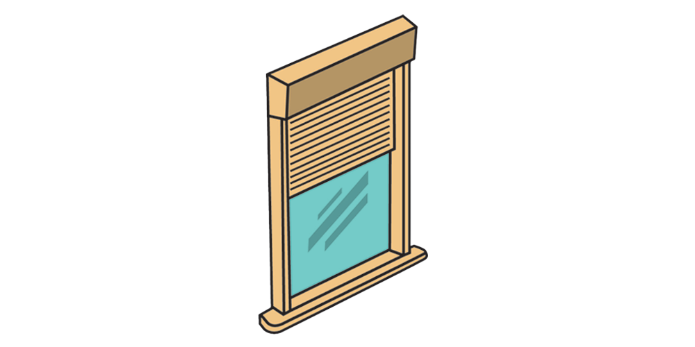 A window with a roller shutter.