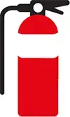 red fire extinguisher with a white band
