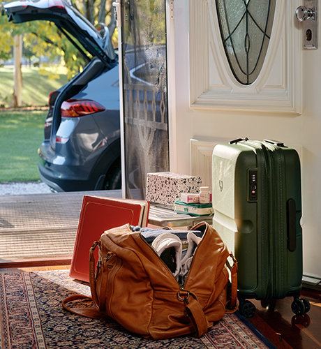 Emergency essentials packed by doorway 460