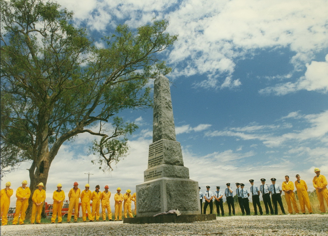 CFA members gathering at Tarrawingee past memorial